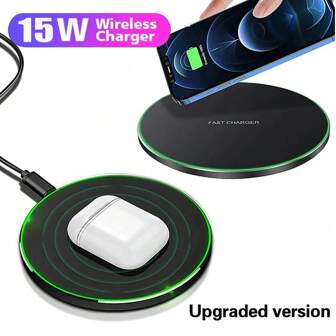 15W Wireless Charger Pad Compatible With Iphone 15 14 13 12 Pro Max 8 X Samsung  Phone Chargers Induction Fast Charging Dock Station