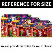 1pc Circus Theme Background Cloth 210*150/150*100/100*75cm Clown & Elephant Cartoon Backdrop Banner For Boy Girl Birthday Decoration, Bathroom, Bedroom, Wall, Cake Table Decoration, Photography Backdrop Decoration