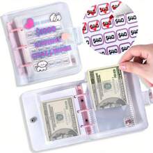 1pc $1000 Savings Challenge Mini Binder With Cash Envelope, Portable Budget Planner, Book Organizer With Refillable Cash, Reusable And Cute Design - 1000USD - View 2