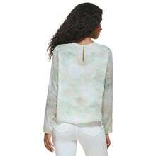 CALVIN KLEIN Womens Chiffon Twist Neck Blouse - 青瓷組合 - 查看 2