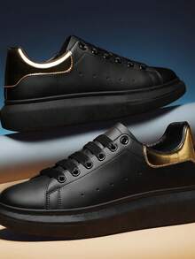 Unisex Dress Casual Tennis Shoes With Thick Sole, Very Comfortable, Lightweight Casual Shoes - 黑色 - 查看 4