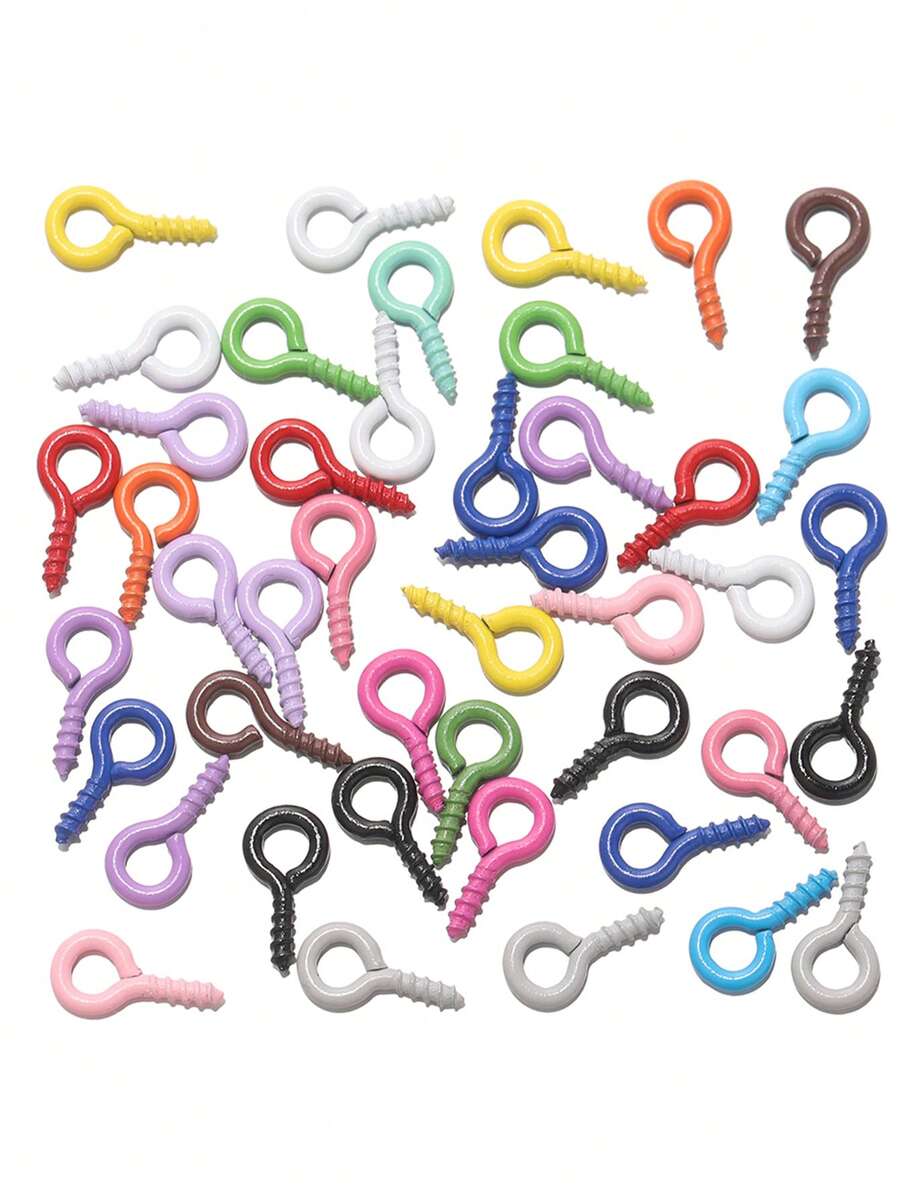 100入/包五彩色5*10mm微型螺旋眼針、眼針鉤、眼針孔子,螺紋扣環,用於首飾製作 - 鐵烤漆羊眼 - 查看 1