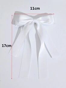 1个亮面缎带蝴蝶结大号发夹，适合女性日常佩戴、派对、节日等场合，可爱情人节款，发夹、发卡、蝴蝶结、发饰、头饰、发卡，夏季、假日、旅行、派对、生日等场合适用。 - 白色 - 查看 5
