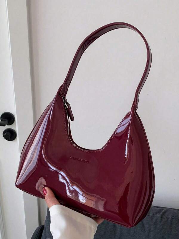 Vintage Minimalist French Style Crescent Underarm Bag, Elegant Versatile Shoulder/Crossbody Baguette Handbag For Women