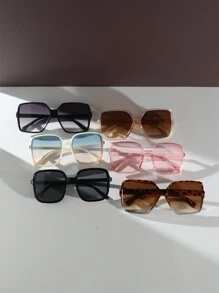 6pcs/3pcs/1pc Women's Oversized Plastic Gradient Color Fashion Eyeglasses Set For Streetwear, Summer, Vacation And Daily Use - Boho Beach Accessories For Women Glasses Shades For Summer Beach Vacation,Outdoor,Travel