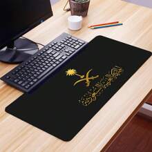 1 pieza Alfombrilla de ratón del Reino de Arabia Saudita de color negro con base de goma antideslizante, bordes cosidos y tapete para escritorio y teclado para gamers, oficina, hogar y regreso a la escuela