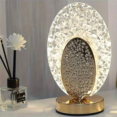 1pc USB Crystal Desk Lamp With Touch Control, Suitable For Restaurant, Bedroom And Bar Decoration