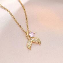 1 Vòng Cổ Mặt Dây Đuôi Cá Vàng 18K Pha Lê Màu Hồng Ngọt Ngào, Món Quà Sinh Nhật Đẹp Cho Nữ. - phong cách 1 - Xem 3