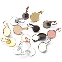 10 cái/gói Đồ cổ Màu xanh lá Tiếng Pháp Đòn bẩy Hoa tai Với Tròn khung viền Trống Cơ sở Cái mâm Đối với Đinh tán tai Làm đồ trang sức - Cố Thanh AB - Xem 2