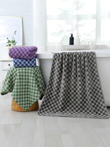 1 Miếng Lông cừu san hô Dệt Kiểm tra Mô hình Dày Hấp thụ Khăn tắm ( có thể sử dụng Như Khăn mặt Hoặc Khăn tắm ) Với Treo Vòng Đối với Nhà  Phòng tắm - Màu tím - Xem 5