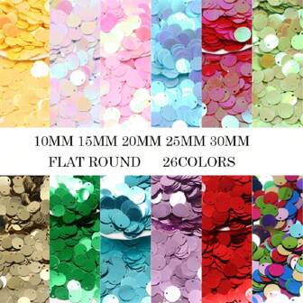 Sequins 10mm, 15mm, 20mm, 25mm, 30mm PVC Sequins With Side Holes For Sewing, Wedding Crafts, DIY Accessories, 20g/Bag