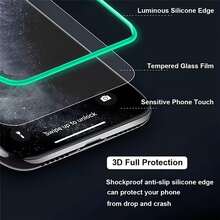 2pcs Luminous Tempered Glass Screen Protector Compatible With IPhone Glow In The Dark, 9H, Scratch-Resistant , Green Border Glow At Night - 2PCS - View 2