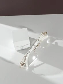 1 件装女士几何无框切割边缘欧美优雅韩版时尚个性化光学眼镜适合日常使用、度假、通勤 - 女士配饰