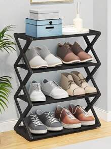 JIAWANG 1 pieza Zapatero de 4 niveles Estante De Zapatos 4 Niveles Zapatera 42cm De Ancho Organiza , organizador de almacenamiento de zapatos desmontable de múltiples capas - Negro - Ver 2