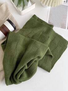 1 件纯色针织围巾，简约时尚颈部保暖，有弹性，适合秋冬户外活动