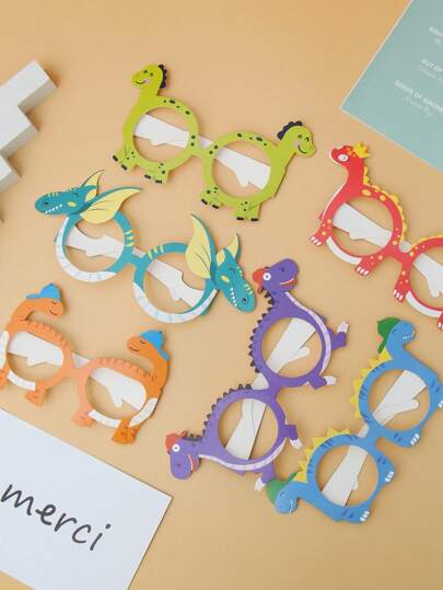 12 piezas Gafas con diseño de dinosaurios de dibujos animados, suministros de decoración para fiesta de cumpleaños, accesorios para fiestas, accesorios fotográficos, regalo de cumpleaños, Navidad