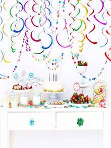 6 unidades de decoraciones colgantes con brillo para fiesta de cumpleaños - Multicolor - Ver 2