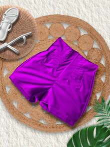 Short push up de mujer con efecto realce, tiro alto y tela elástica - Morado Violeta - Ver 3