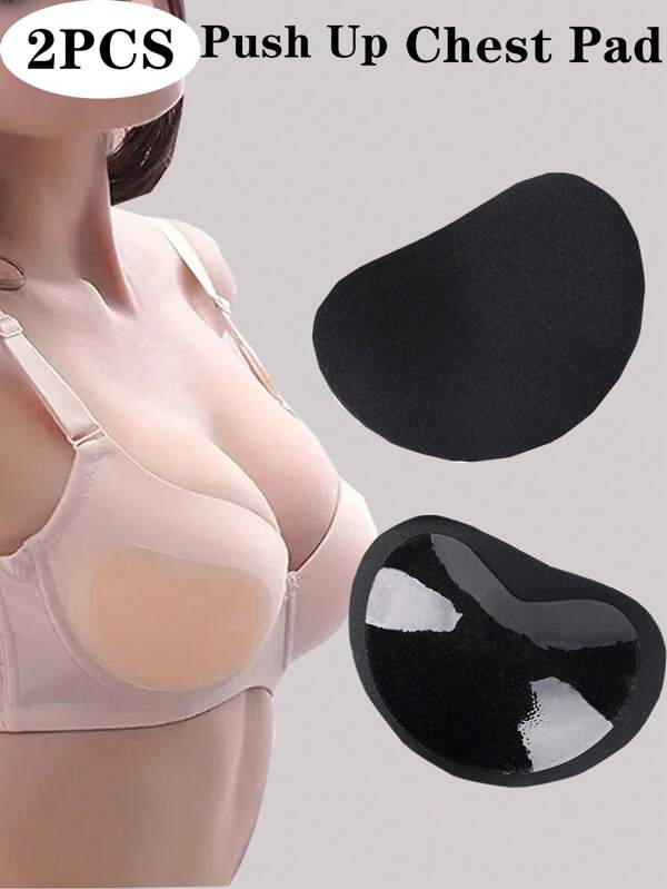 2PCS/1pair Women's Invisible Padding Magic Bra Inserts Sponge Bra Breast Push Up Pads Swimsuit Silicone Bra Pad Black Nipple Cover Boob Pads Stickers Patch