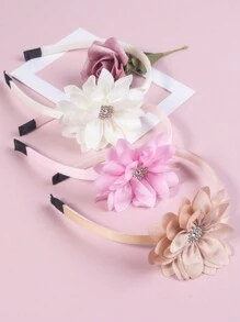 3 cái/bộ Sáng Mùa Xuân Màu sắc Chiffon Hoa Kẹp tóc Với Kim cương giả Dành cho Cô gái - Nhiều màu - Xem 7