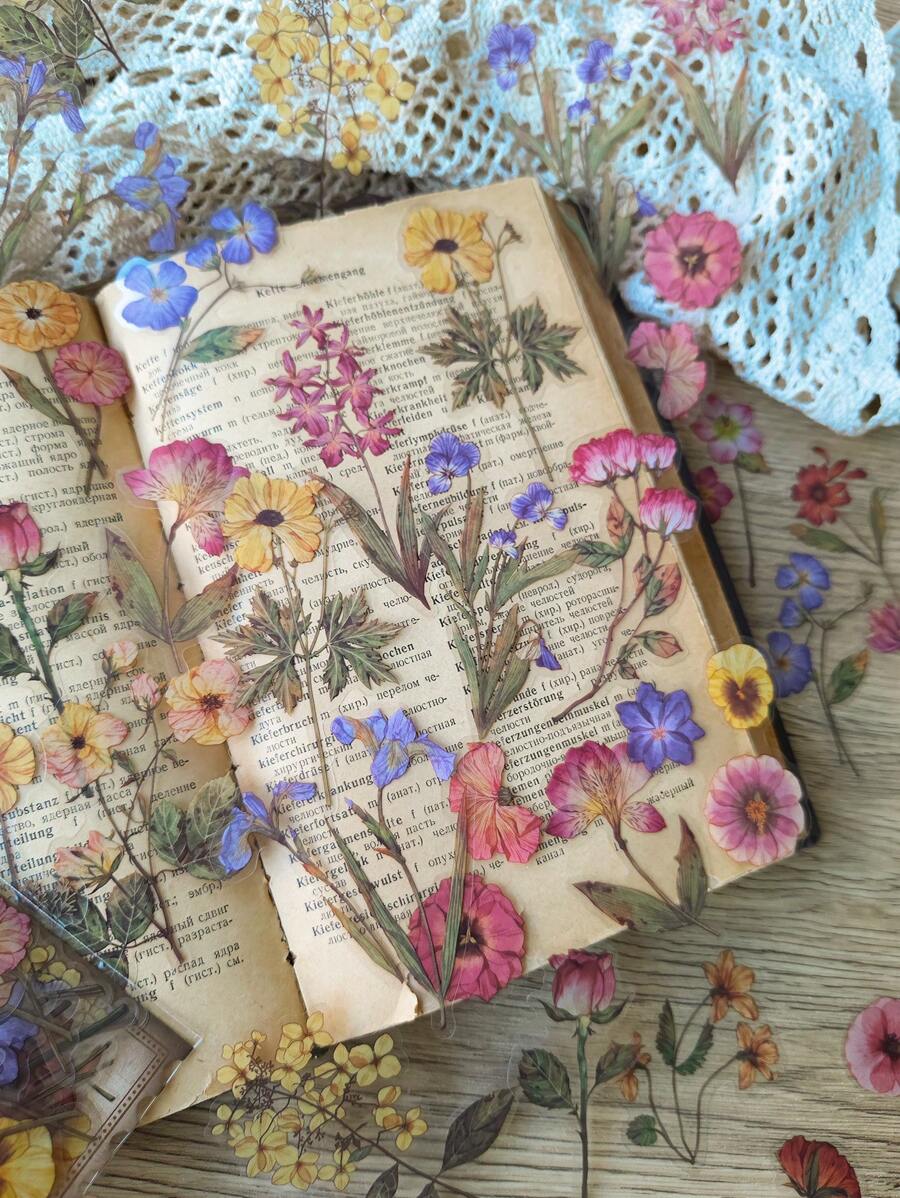 1 gói 40 Thú cưng Rừng Thực vật , Lá , Trái cây Đồ trang trí Hình dán Đối với Retro Hoa DIY Làm sổ lưu niệm - Nhiều màu - Xem 1