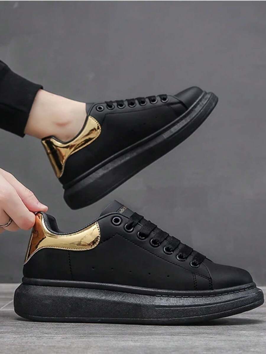 Unisex Dress Casual Tennis Shoes With Thick Sole, Very Comfortable, Lightweight Casual Shoes - 黑色 - 查看 1