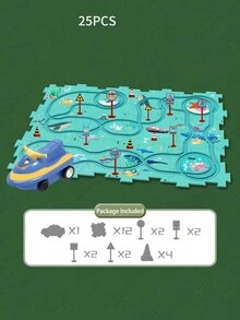 Byson兒童教育拼圖賽車套裝-2024新火車軌道拼圖,電動賽車軌道拼圖套裝,教育玩具車輛地墊恐龍列車玩具拼圖地磚 - 海洋世界 - 查看 12