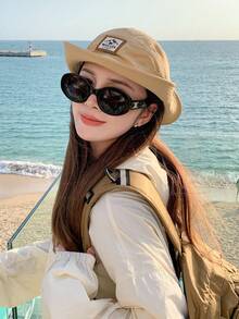 1款女士春夏新款遮陽帽,男女適用字母圖案漁夫帽,適用於購物、海灘度假、防曬、日常使用 - A - 查看 8