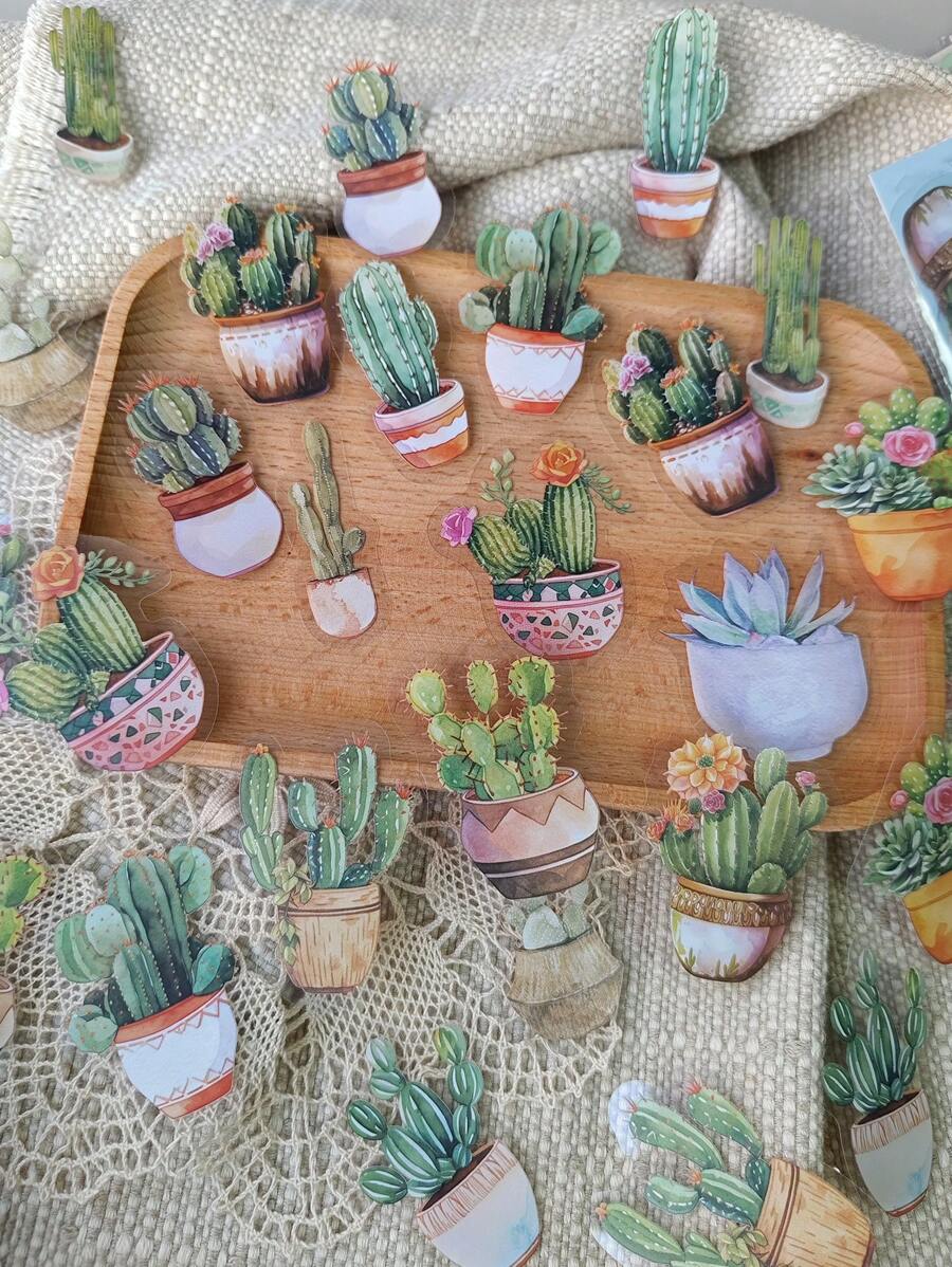 1包/30入寵物貼紙仿真植物裝飾,適用於日記和文具 - 彩色 - 查看 1