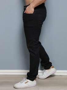 Calça Denim Masculina Skinny com Lycra Elastano Slim Original Festas Final de Ano - Preto - Visão 5