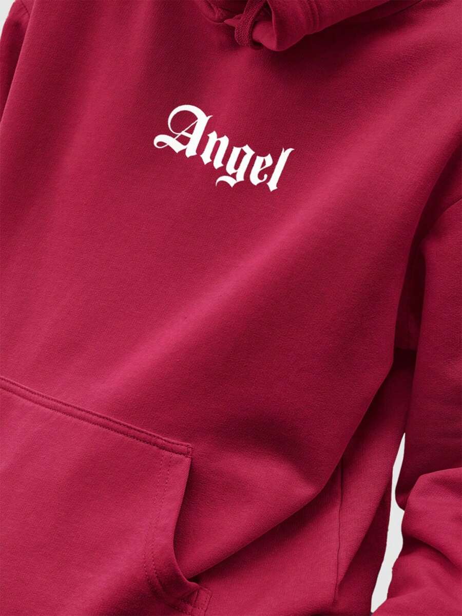 Men Hoodies - 酒紅色 - 查看 1