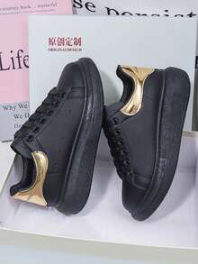 Unisex Dress Casual Tennis Shoes With Thick Sole, Very Comfortable, Lightweight Casual Shoes - 黑色 - 查看 3