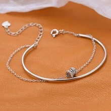 1 Bộ vòng tay và vòng đeo tay họa tiết ngôi sao thời trang dành cho nữ - Bạc - Xem 6