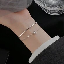 1 Bộ vòng tay và vòng đeo tay họa tiết ngôi sao thời trang dành cho nữ - Bạc - Xem 2