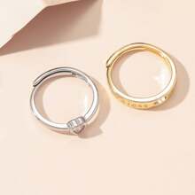 2 Miếng Xu hướng: Cắt giảm Đồng & Zirconia Dát Tim Love Cặp đôi Nhẫn - Nhiều màu - Xem 7