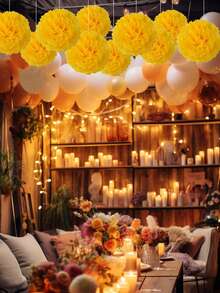 10入組彩色/白色紙絨球,適用於婚禮、新娘派對、嬰兒派對、生日派對、訂婚派對、單身派對等裝飾活動 - 彩色 - 查看 5