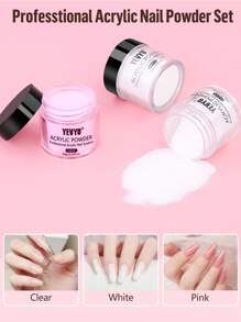 All-In-One Acrylic Nail Kit – Gel Nail Polish Kit With 24 Glitters And 3 Colors Acrylic Powder, Acrylic Brush, Clear Nails Tips, Nail Art Tools, Nail Tool DIY