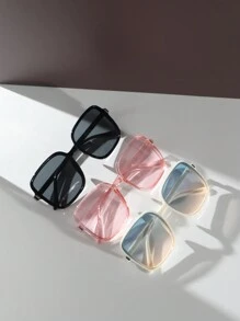 6pcs/3pcs/1pc Women's Oversized Plastic Gradient Color Fashion Eyeglasses Set For Streetwear, Summer, Vacation And Daily Use - Boho Beach Accessories For Women Glasses Shades For Summer Beach Vacation,Outdoor,Travel