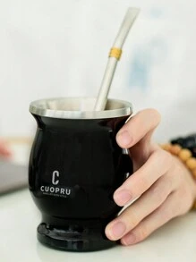 cuopru 雅礱杯sus304不銹鋼雙層8oz阿根廷南瓜杯套裝,附銀管、清潔刷和茶分離器 - 黑色 - 查看 9
