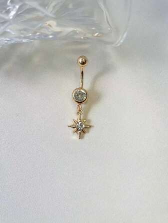 1ชิ้น แฟชั่นเฉพาะกลุ่ม ดาวแปดแฉก พลอยเทียม สแตนเลส แหวนสะดือ, เครื่องประดับอเนกประสงค์ สำหรับผู้หญิง, เหมาะสำหรับ เต้นระบำหน้าท้อง, ไนท์คลับ, ชายหาด, วันวาเลนไทน์, งานรื่นเริง, งานปาร์ตี้, สวมใส่ทุกวัน