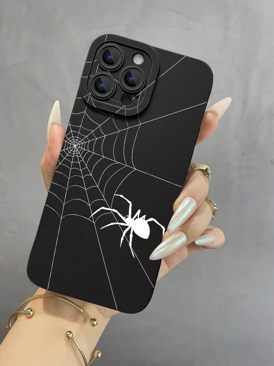 1pc Spider Fun Pattern Style Anti-Drop Tpu Soft Phone Case Compatible With IPhone - Multicolor - View 1