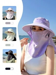 JOYLORD 1pc Ladies' Fashionable Sun Hat With Wide Brim & Shawl & Ponytail Hole For Spring/Summer - Multicolor - View 4