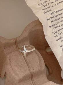 1 pieza de Anillo de estrellas simple y versátil para mujeres en pareja con un sentido de diseño único, accesorios de joyería de fiesta - Plateado - Ver 8