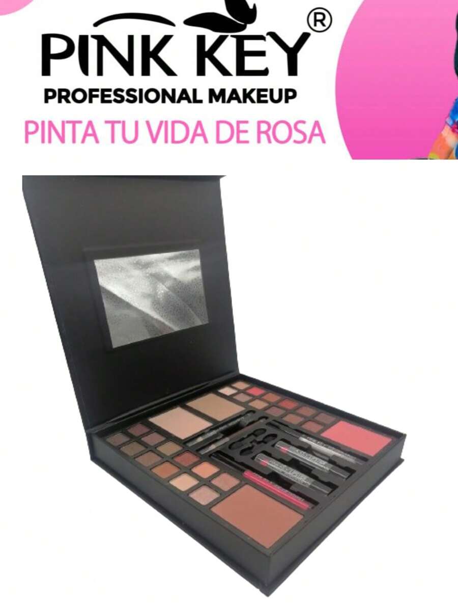 PINK KEY Makeup Kit For Women, Complete Kit, Face Makeup Product And Tool Set, 1 Kit Eyeshadow Palette, Lip Gloss, Blush And Cosmetic Brush, Cosmetic Kit. - CHỈ MỘT - Xem 1