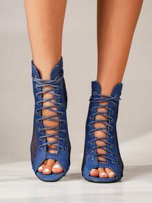 Peep Toe High Heel Hollow Out Fashionable Summer Booties