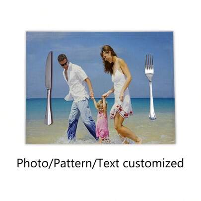 1pc Personalized Picture Printed Linen Placemat, Single Side Printed Table Mat For Kitchen Dining Table Decoration Gift, Personalized, Unique, Ideal Gifts For Him, Ideal Gifts For Her, Him, Her, Boyfriend, Girlfriend, Dad, Mom, Family, Friends, Pets, Son, Daughter, For Anniversaries, For Mother's Day, For Birthdays, For Valentine's Day, For Graduation, For Father's Day, For Children's Day, For Weddings, For Housewarming, Sofa, Bed, Car, Tea Room, Bedroom, Bathroom, Living Room, Dining Room