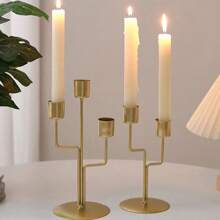 1pc Nordic Style Luxury Standing Retro Metal Candle Holder For Party, Wedding Decor, Romantic Dinner Atmosphere Set, Table Centerpiece