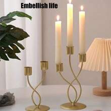 1pc Nordic Style Luxury Standing Retro Metal Candle Holder For Party, Wedding Decor, Romantic Dinner Atmosphere Set, Table Centerpiece