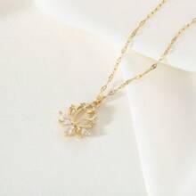 Elegante Lotus Zirkonia Anhänger Kette, Geburtstagsgeschenk für Frauen und Männer, Familie und Freunde