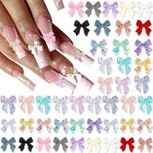 200PCS Bow Nail Charms 3D Resin Flatback Bowknot Charms For Acrylic Nails Design Cute Kawaii Ornament Nail Decoration Accessories For Women's Manicure DIY Nail Supplies Nail Gems